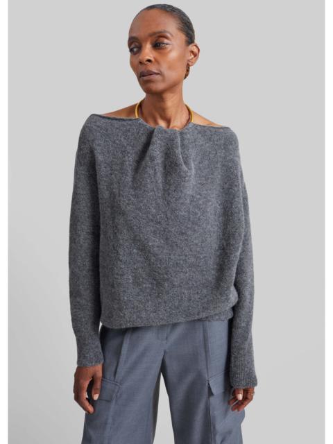DARKPARK Darkpark Erin Knit Necklace Off-Shoulder Top - Grey
