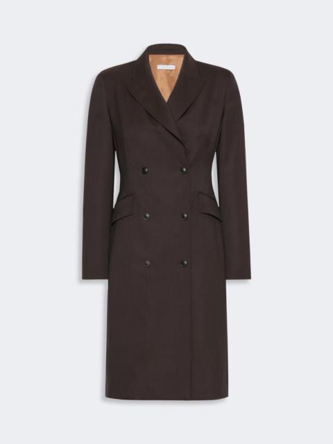 Max Mara BARDIES Mottled woollen cloth coat dress - DARK BROWN