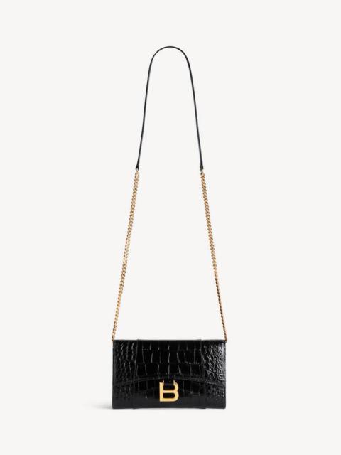 BALENCIAGA Women's Hourglass Wallet On Chain in Black