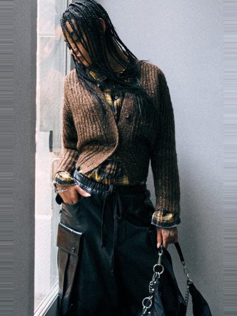 R13 Split Hem Ribbed Cardigan