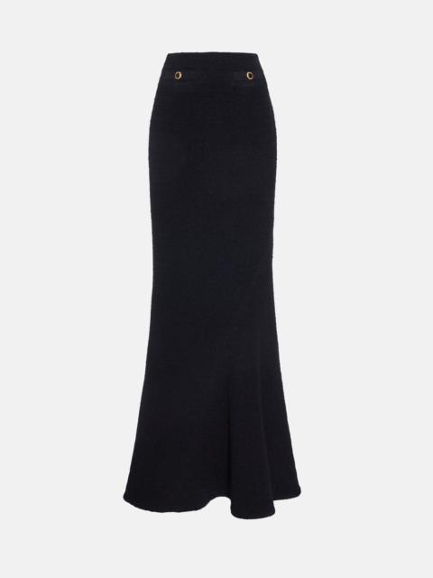 Alessandra Rich CHECKED TWEED BOUCLE LONG SKIRT