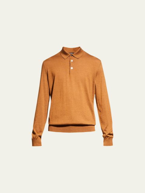 ZEGNA Men's Cashmere-Silk Polo Shirt