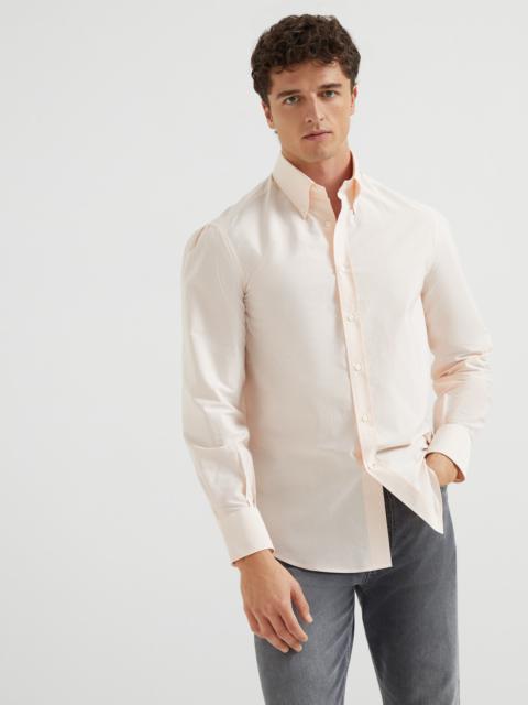 Brunello Cucinelli Striped poplin basic fit shirt with button-down collar