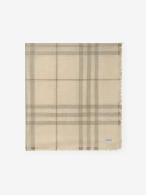 Burberry Wide Reversible Check Wool Silk Scarf
