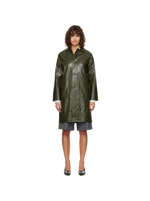 MM6 Maison Margiela Khaki Raglan Faux-Leather Coat