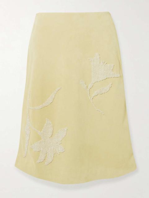 16ARLINGTON Dafne embellished suede midi skirt Yellow