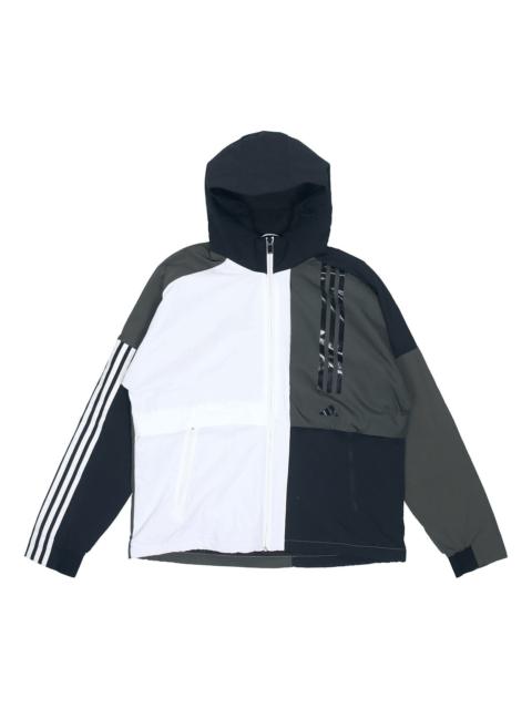 adidas O2 Wb Cb Fleece Lined Logo Casual Sports Hooded Jacket White FM9398