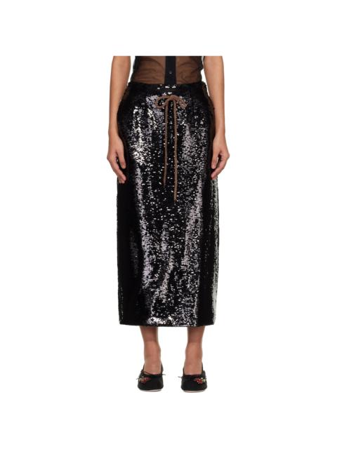 Simone Rocha Black Column Pencil Midi Skirt