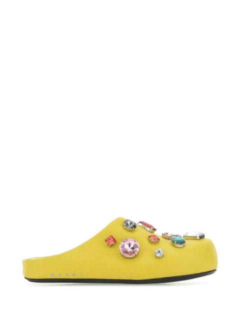 Marni Yellow leather Fussbett slippers