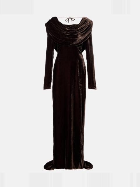 ROTATE Draped velvet gown