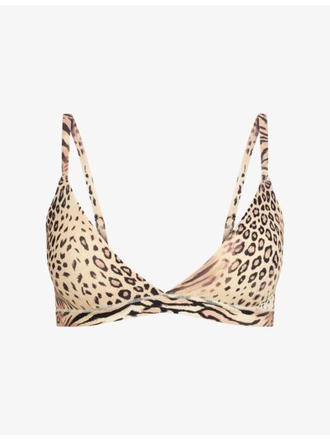 SKIMS Fits Everybody Leopard-Print Jersey Triangle Bralette