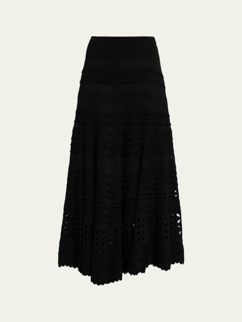 ULLA JOHNSON Annisa Eyelet Knit Maxi Skirt