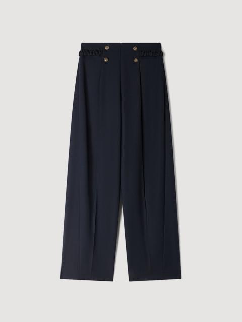 Sandro BUTTONED WIDE-LEG WOOL TROUSERS