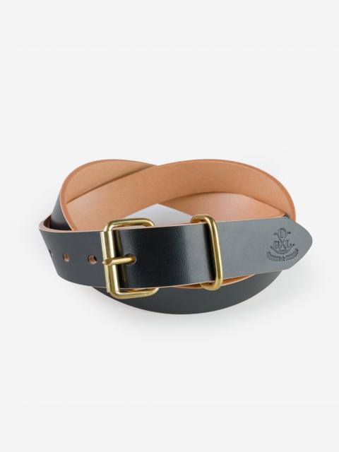 Iron Heart OGL-BELT-ROLL-BLK OGL Single Prong Brass Roller Buckle Leather Belt - Hand Dyed Black