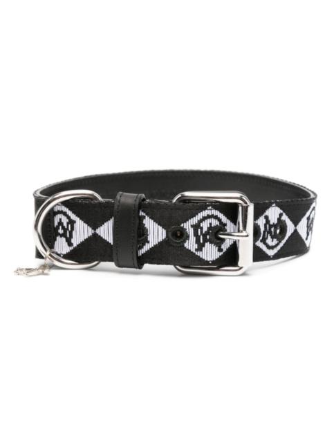 monogram-pattern logo-plaque dog collar