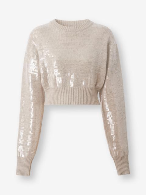 Sequinned Cashmere Cropped Sweater