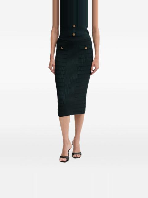 GUESS USA ribbed button-detail skirt