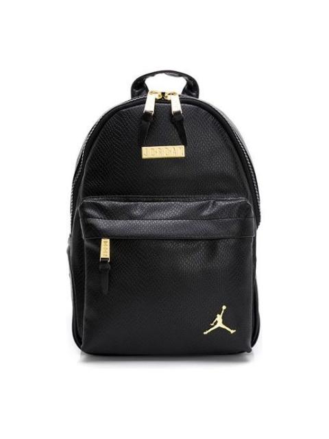 Jordan Air Jordan Snake Pattern PU Leather Large Capacity Schoolbag Backpack Black / Gold Color DO9259-011