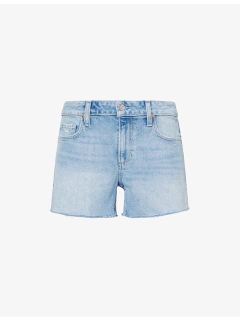 PAIGE Dylan Raw-Hem Mid-Rise Denim Shorts