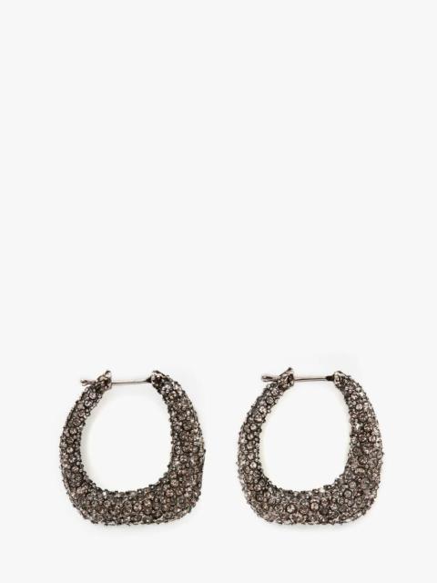 Alexander McQueen Molten Pave Earrings in Antique Silver