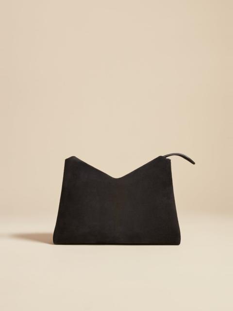 KHAITE The Lina Crossbody Bag in Black Suede