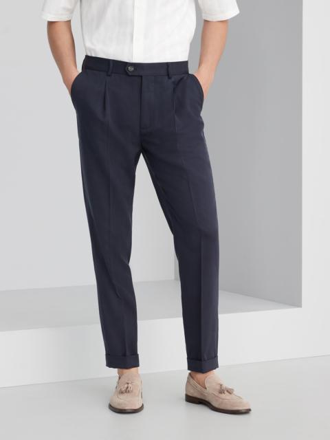 Brunello Cucinelli Délavé silk twill leisure fit trousers with pleat