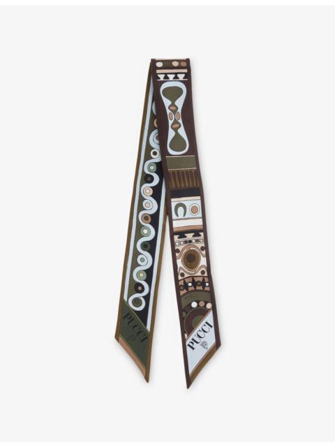 PUCCI Branded Abstract-Print Silk Scarf 120cm