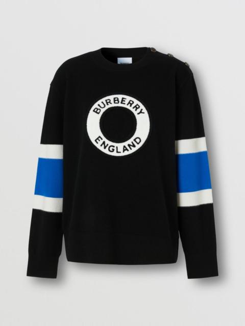 Burberry Logo Graphic Appliqué Wool Cashmere Sweater