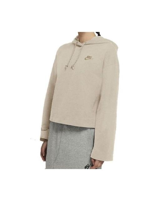 Nike (WMNS) Nike Embroidered Logo Loose Casual Short Knit Hoodie Yellow CJ3741-140