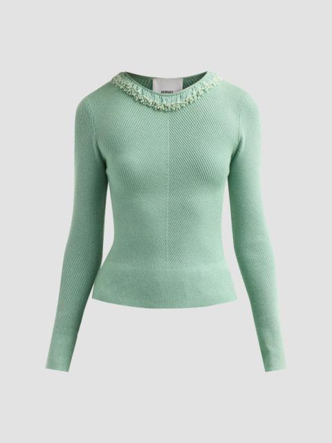 AKNVAS Women's Helena Bead Embroidered Sweater - Green