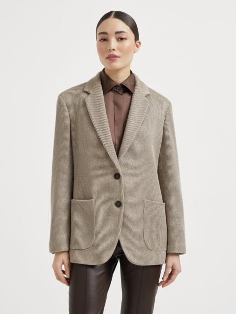 Sparkling cotton and viscose English rib knit blazer with monili