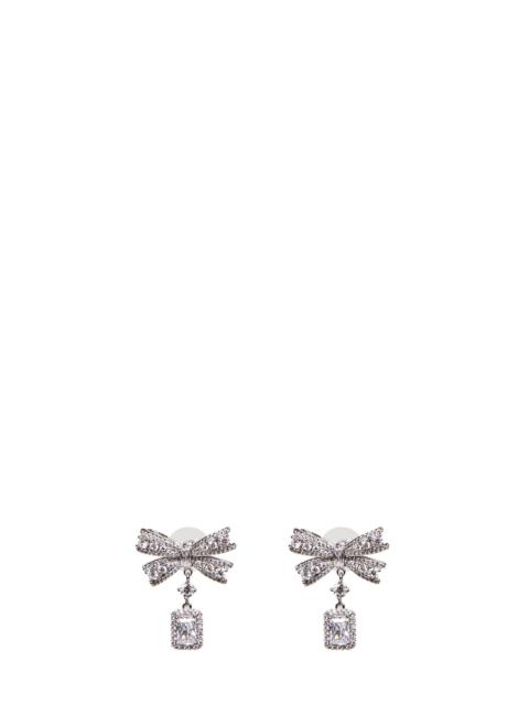 self-portrait Bow crystal drop earrings