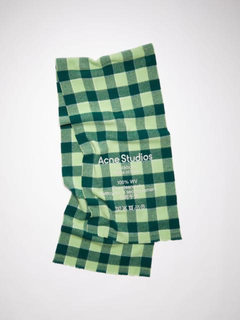 Check wool scarf - Forest green/light green