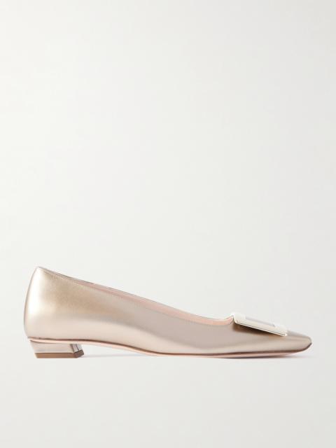 Roger Vivier Belle Vivier Buckled Metallic Leather Ballet Flats