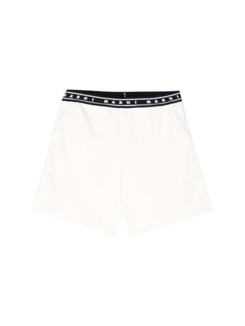 Marni logo-print strap cotton shorts