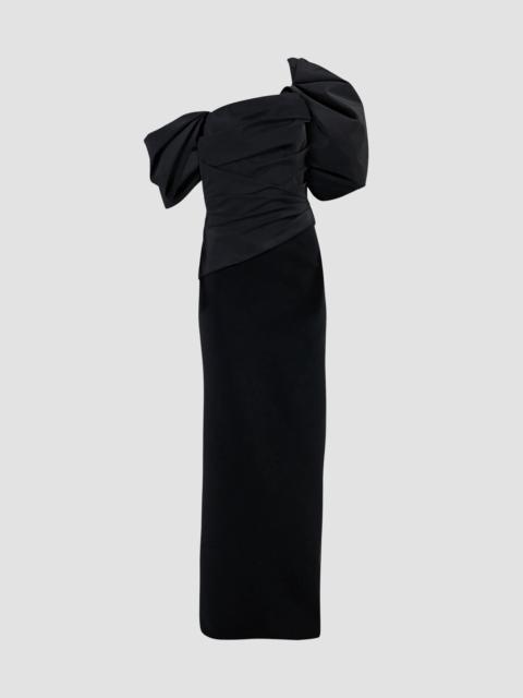 CAROLINA HERRERA Women's Ruched Silk Asymmetric Column Gown - Black