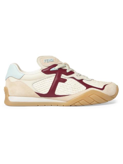 FENDI Women's Wave Pulse Logo Salmon Leather Sneakers - Icewarm Bianco