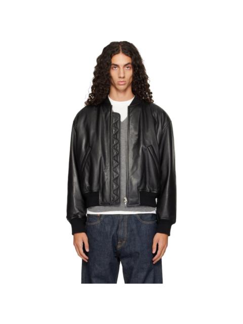 Jil Sander Black Lambskin Bomber Jacket
