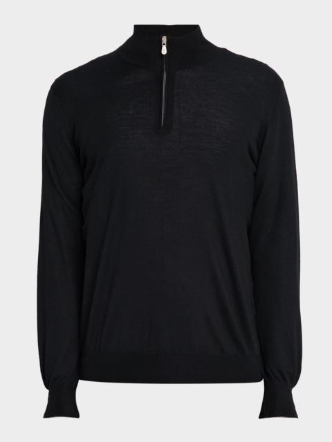 Brunello Cucinelli Men's Wool-Cashmere Half Zip Pullover Sweater
