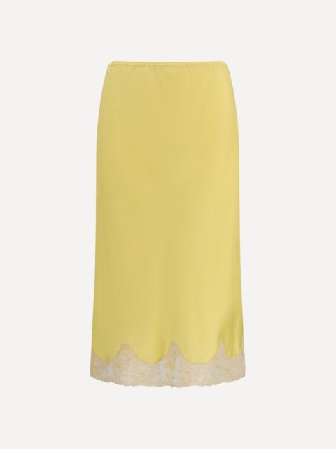 SAINT LAURENT Satin Midi Skirt with lace inserts