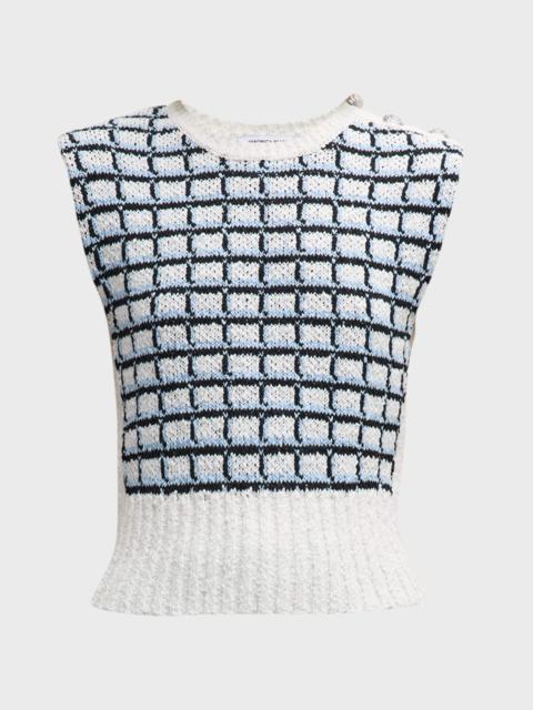 VERONICA BEARD Nazife Check Knit Sleeveless Sweater