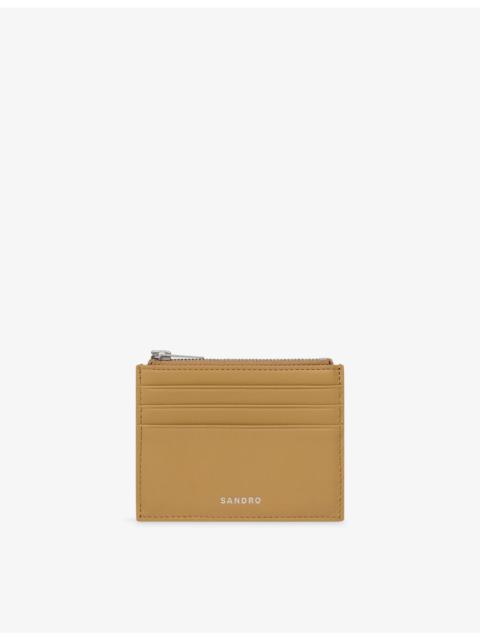 Sandro Zipped Logo-Embossed Leather Cardholder