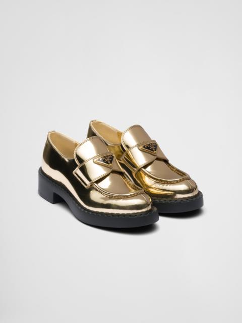 Prada Metallic leather loafers