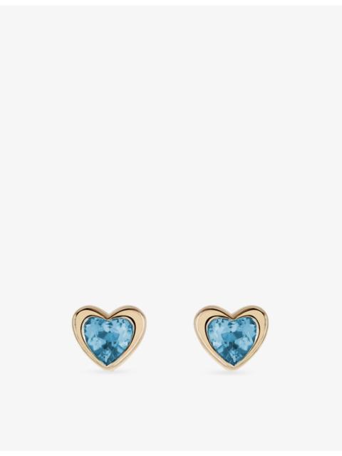 ROXANNE FIRST Mini Heart 14ct Yellow Gold And 0.25ct Topaz Stud Earrings