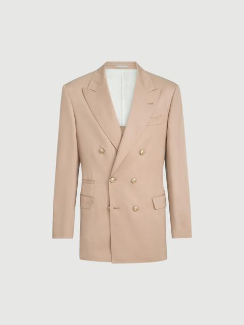 Brunello Cucinelli Délavé silk and linen gabardine one-and-a-half breasted Tailor blazer with metal buttons