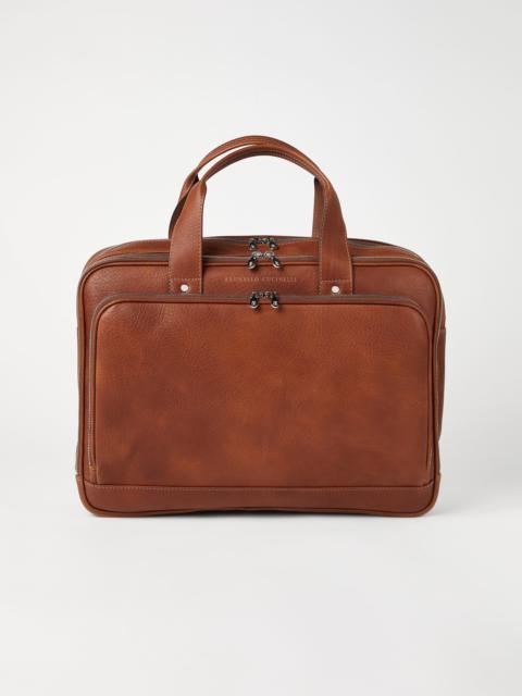 Grained calfskin briefcase