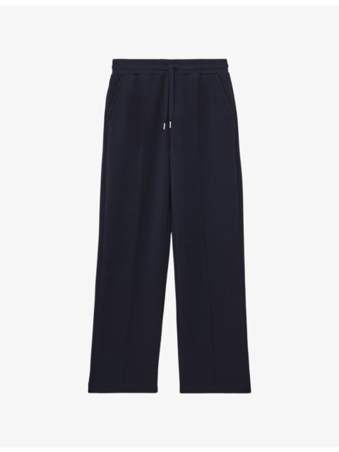 REISS Jemma Elasticated-Waist Wide-Leg Stretch-Jersey Jogging Bottoms