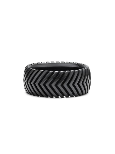 DAVID YURMAN Men's Chevron Band Ring in Black Titanium, 10MM - Black