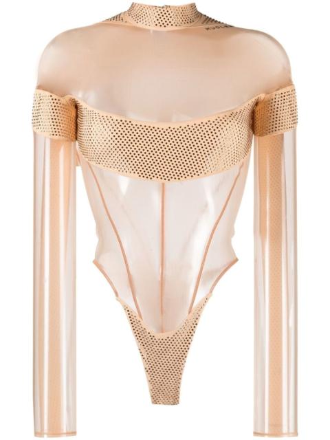 MUGLER logo-plaque sheer-panels body