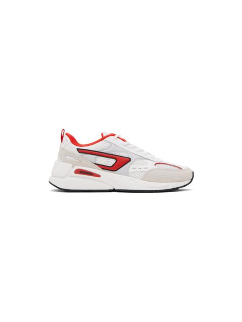 Diesel White & Red S-Serendipity Sport Sneakers